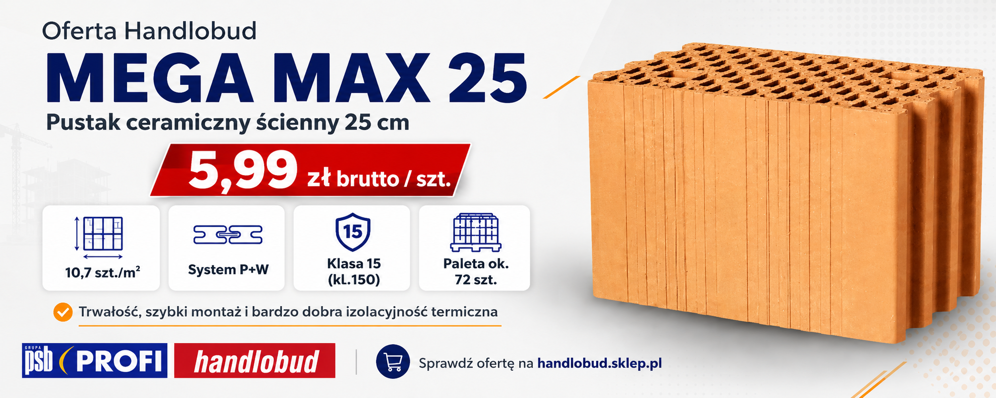 Pustak ceramiczny ścienny 25 cm